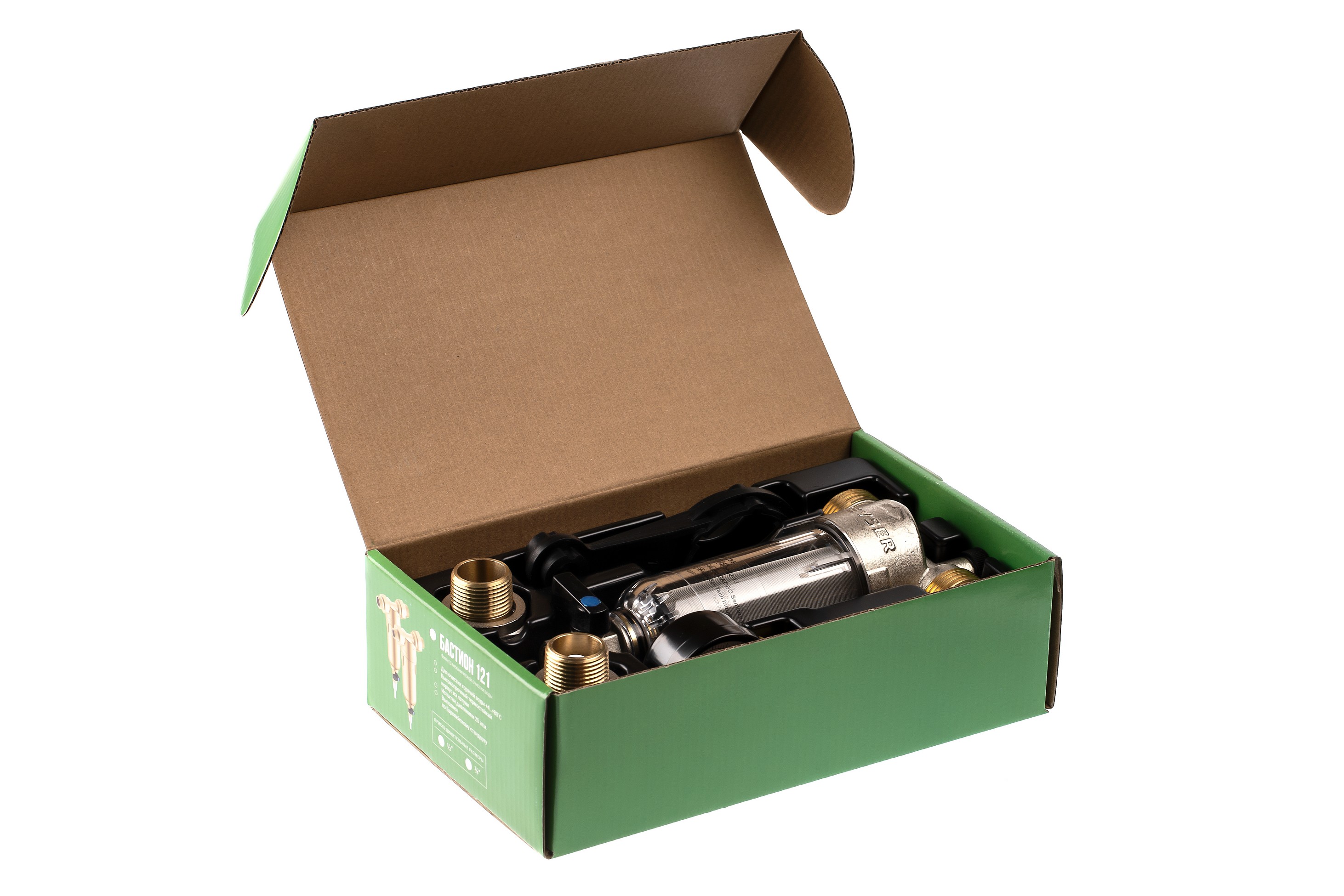 Магистральный сетчатый фильтр Гейзер Бастион 112 3/4 с манометром (d60)