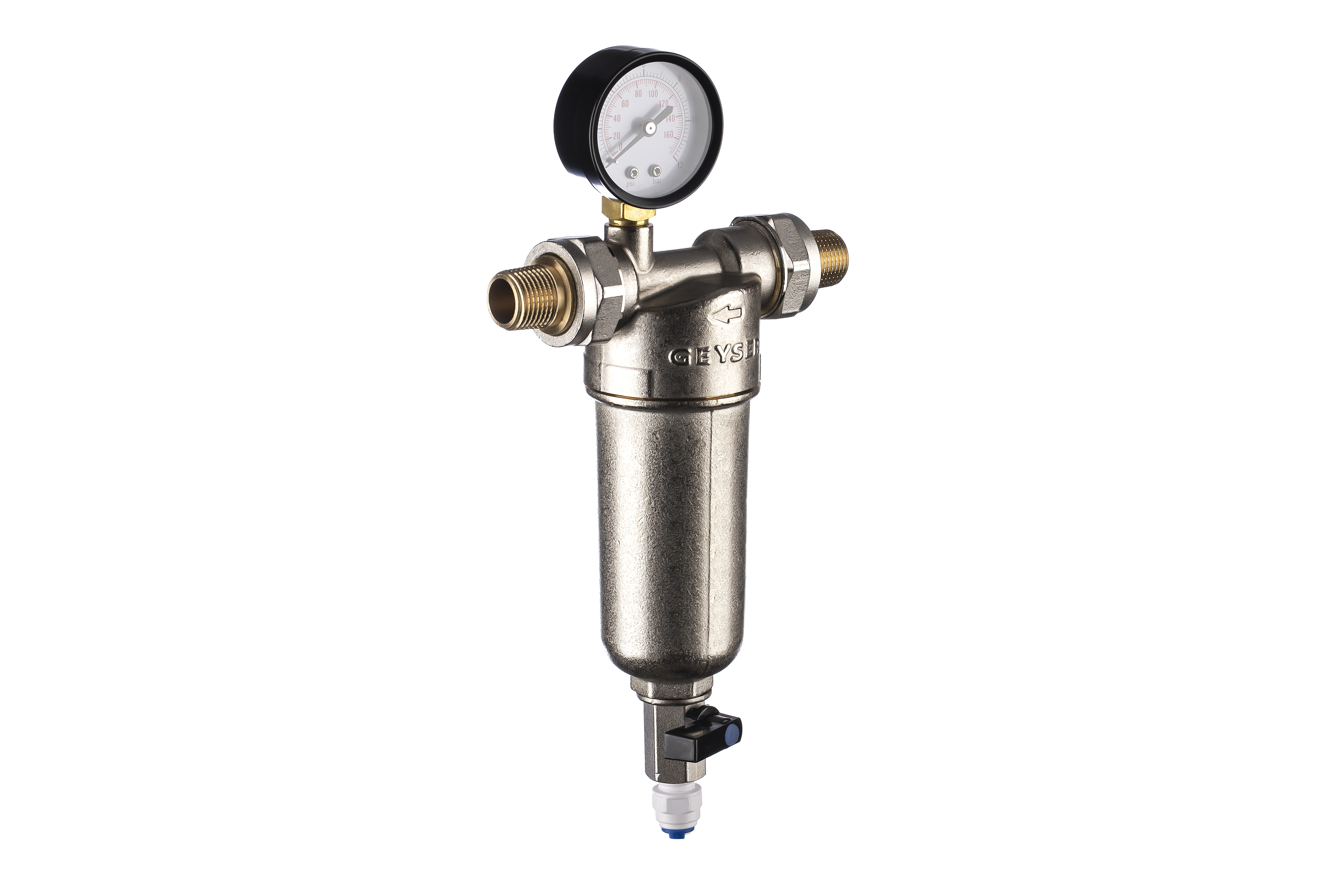 Фильтр Гейзер Бастион 122 1/2'' (с манометром для горячей воды d60)