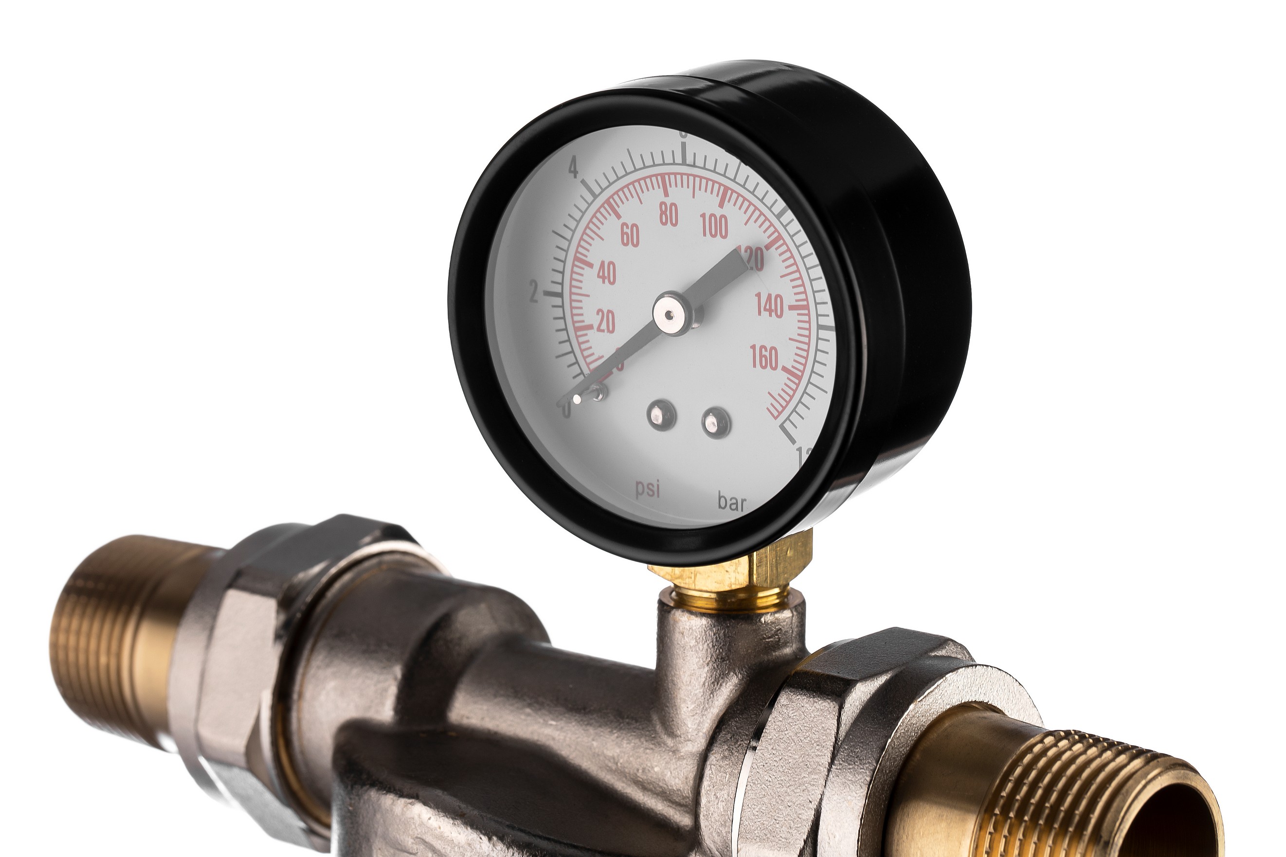 Магистральный сетчатый фильтр Гейзер Бастион 112 3/4 с манометром (d60)