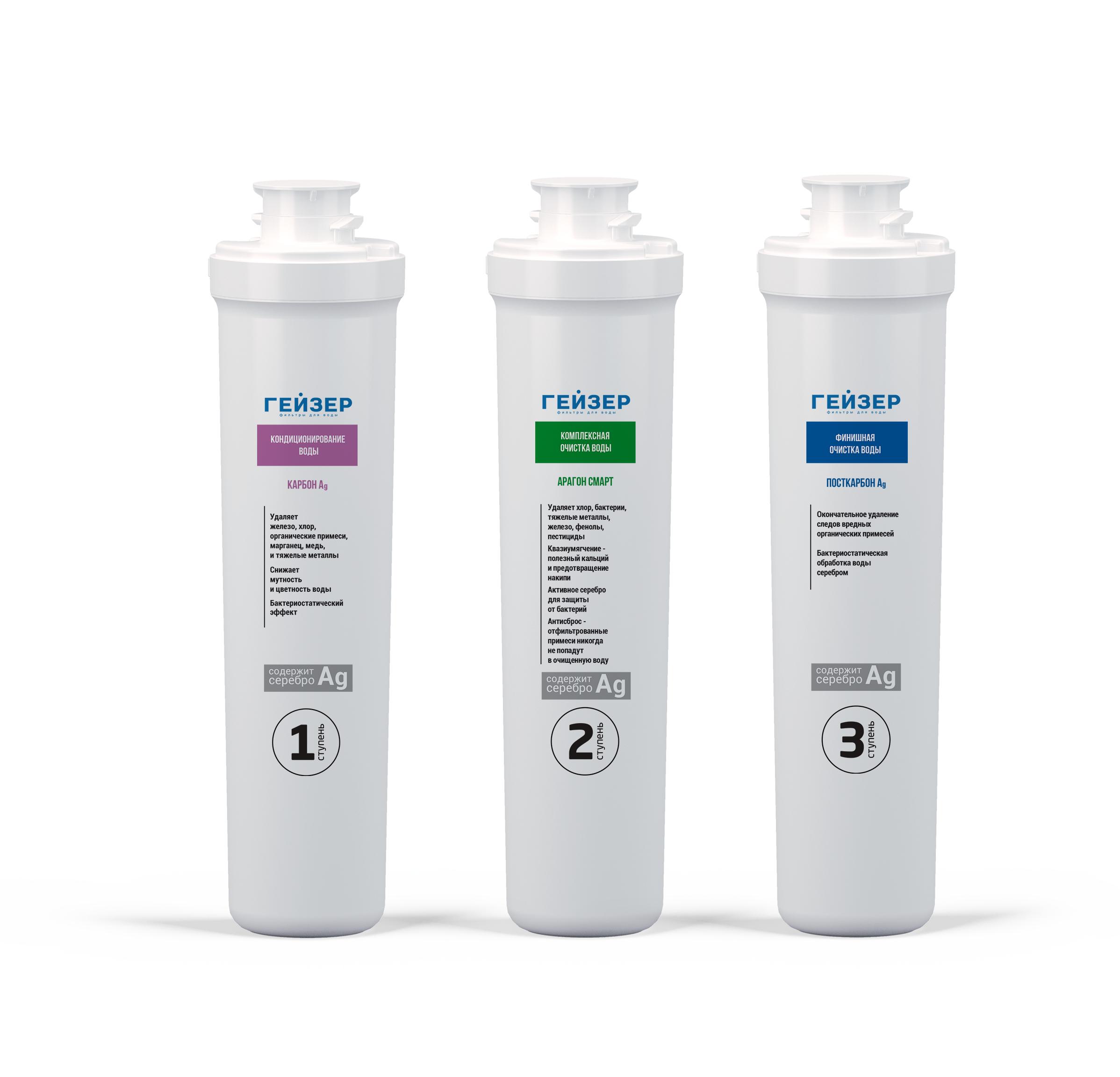 Комплект картриджей для фильтра Гейзер Смарт универсальный