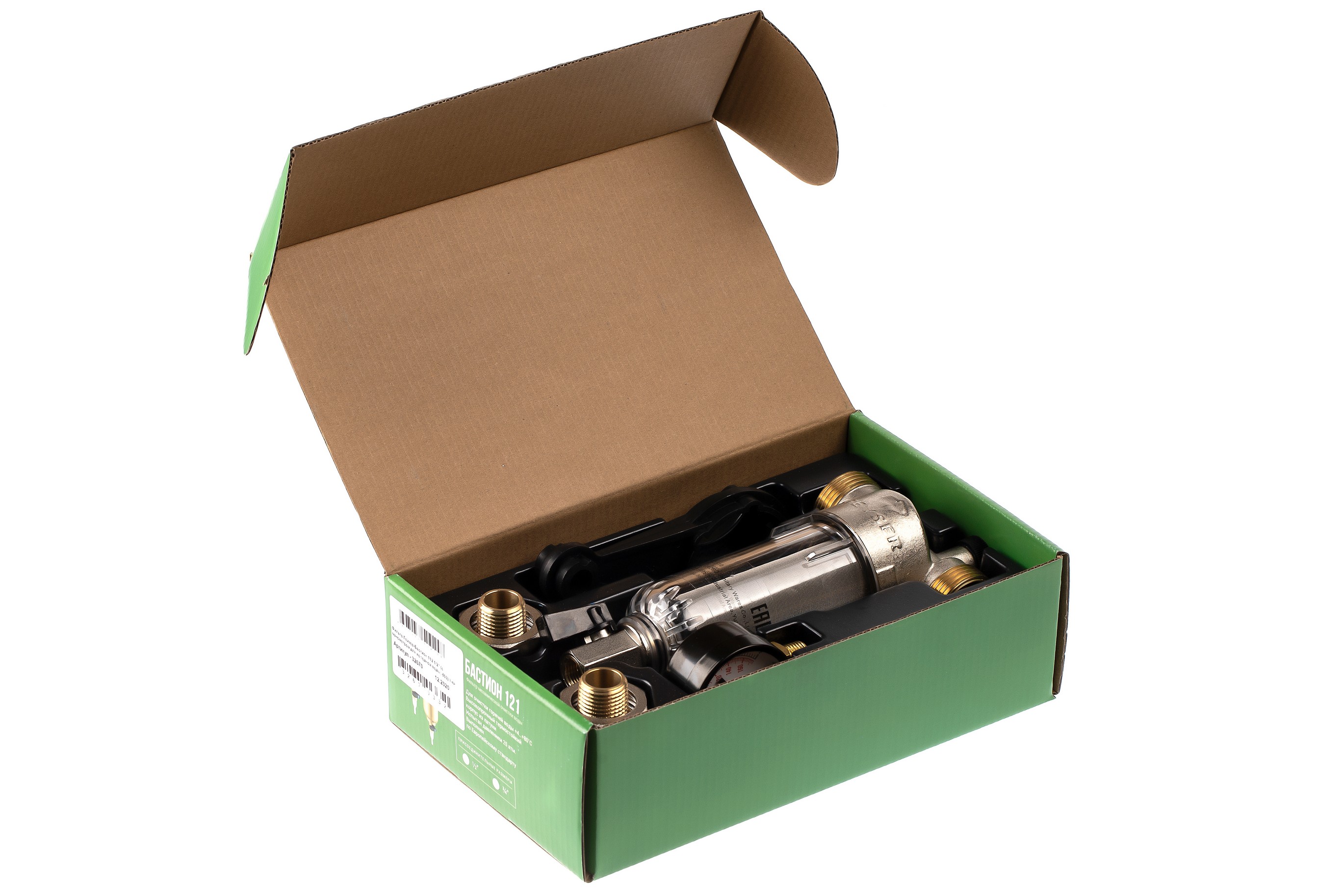 Магистральный сетчатый фильтр Гейзер Бастион 112 1/2 с манометром (d60)