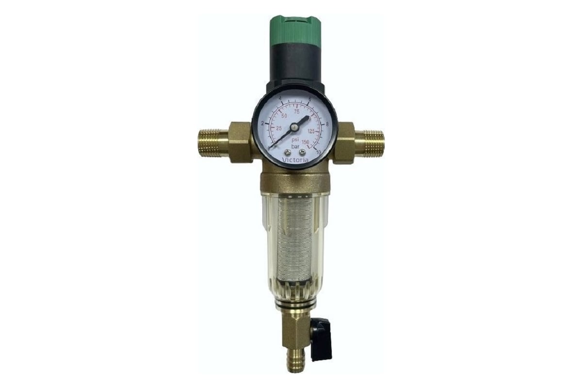 Фильтр промывной с редуктором давления и манометром для холодной воды 1/2'' Victoria 27-708