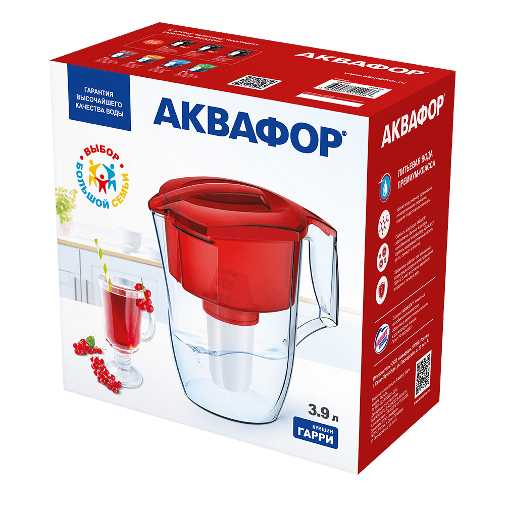 Фильтр-кувшин Аквафор Гарри красный с доп.модулем